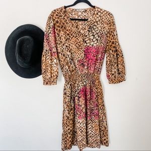 Eliza J Snakeskin Print Casual Dress 3/4 Sleeve